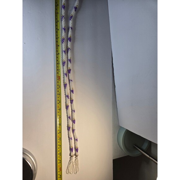 Vintage Faux Pearl Necklace with Purple Grapes Design - Picture 3 of 5